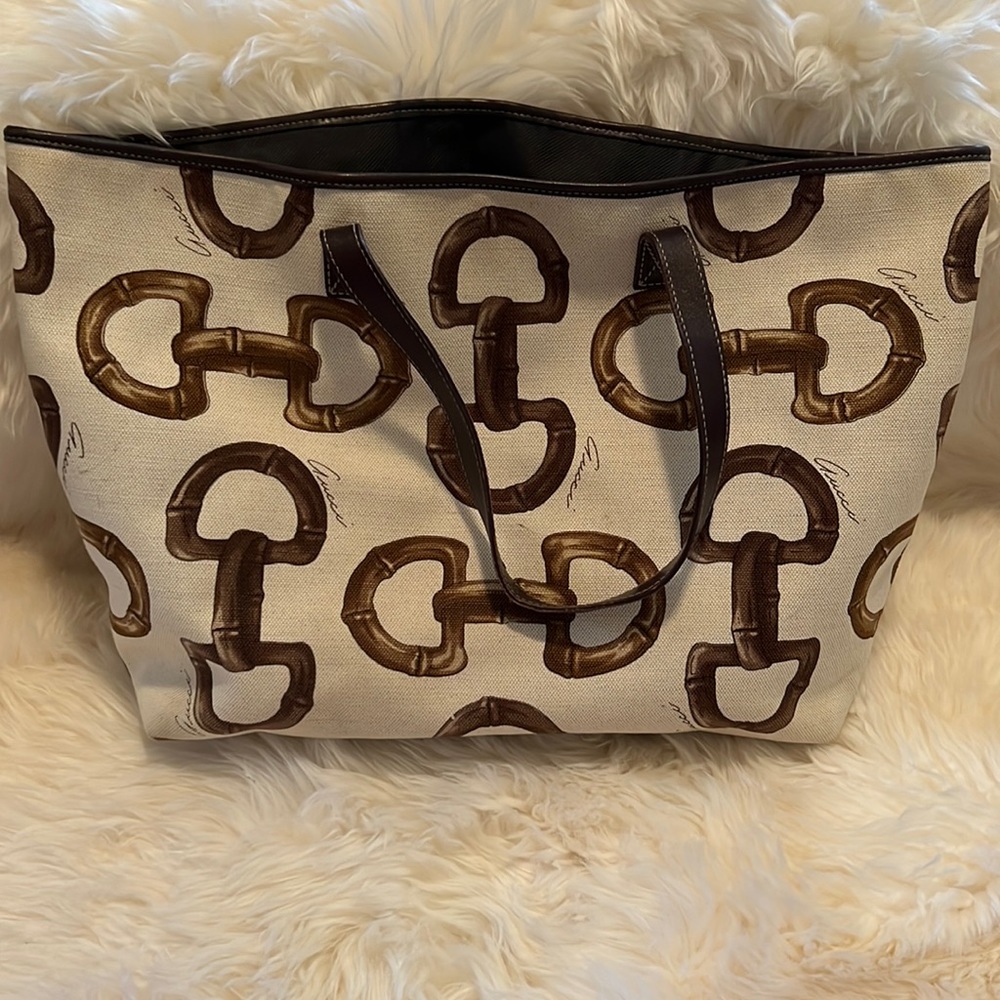 Gucci Cream and brown Horsebit Tote bag